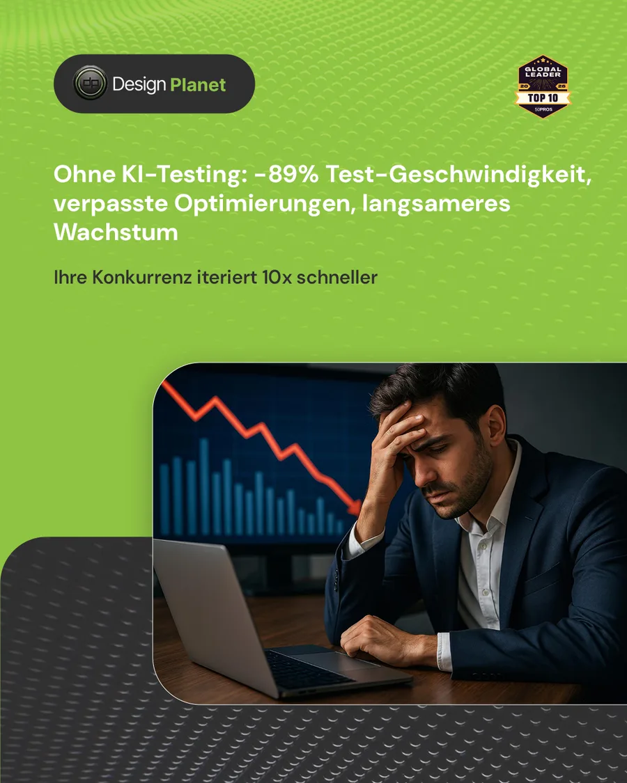 Karussell-Beitrag «Sie testen A gegen B. KI testet 47 Varianten» von Design Planet (Folie 3 von 5)