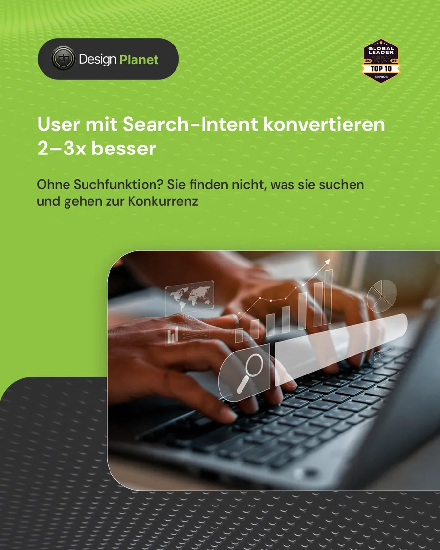 Karussell-Beitrag «43 % Ihrer Besucher nutzen die Website-Suche» von Design Planet (Folie 2 von 5)