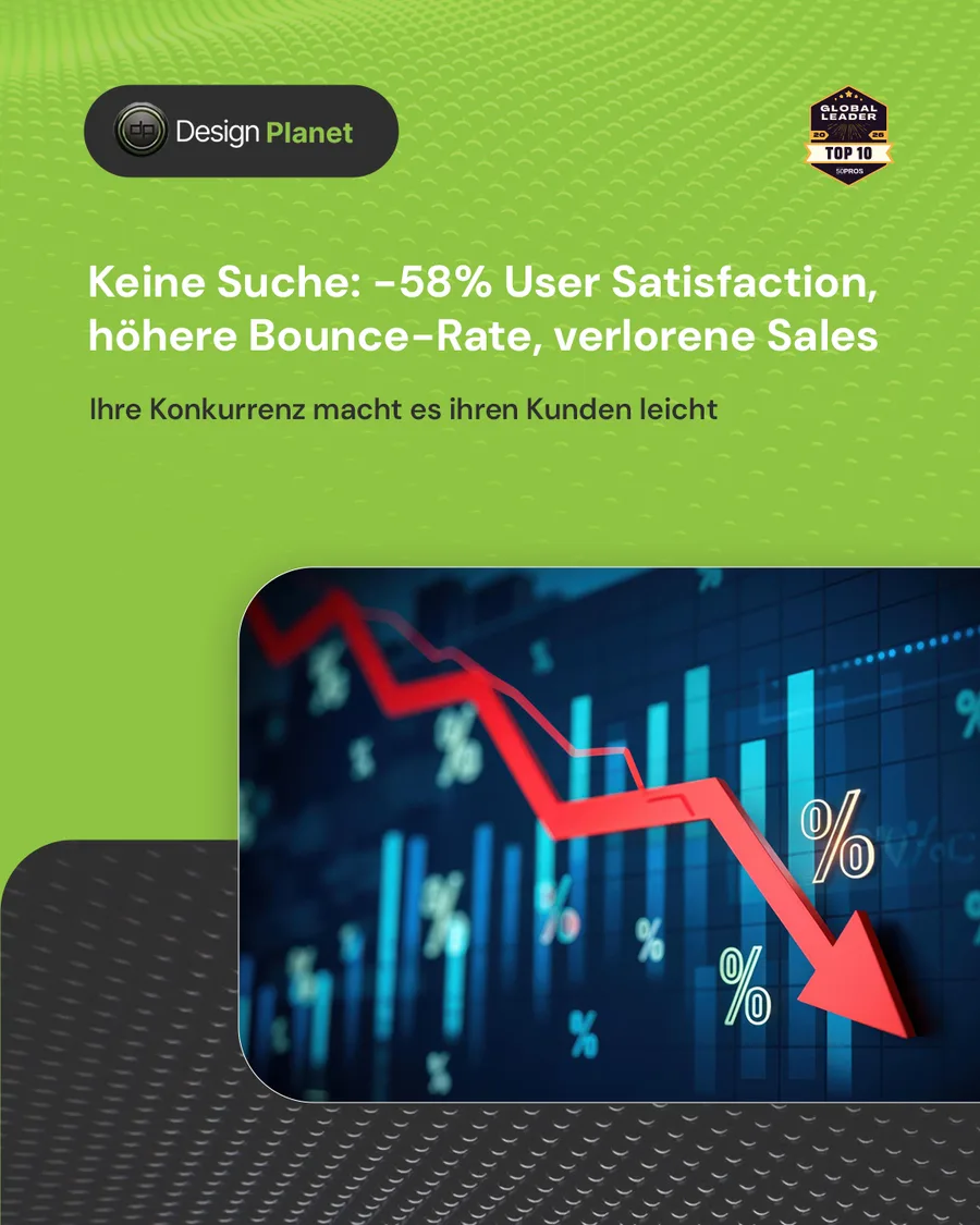 Karussell-Beitrag «43 % Ihrer Besucher nutzen die Website-Suche» von Design Planet (Folie 3 von 5)
