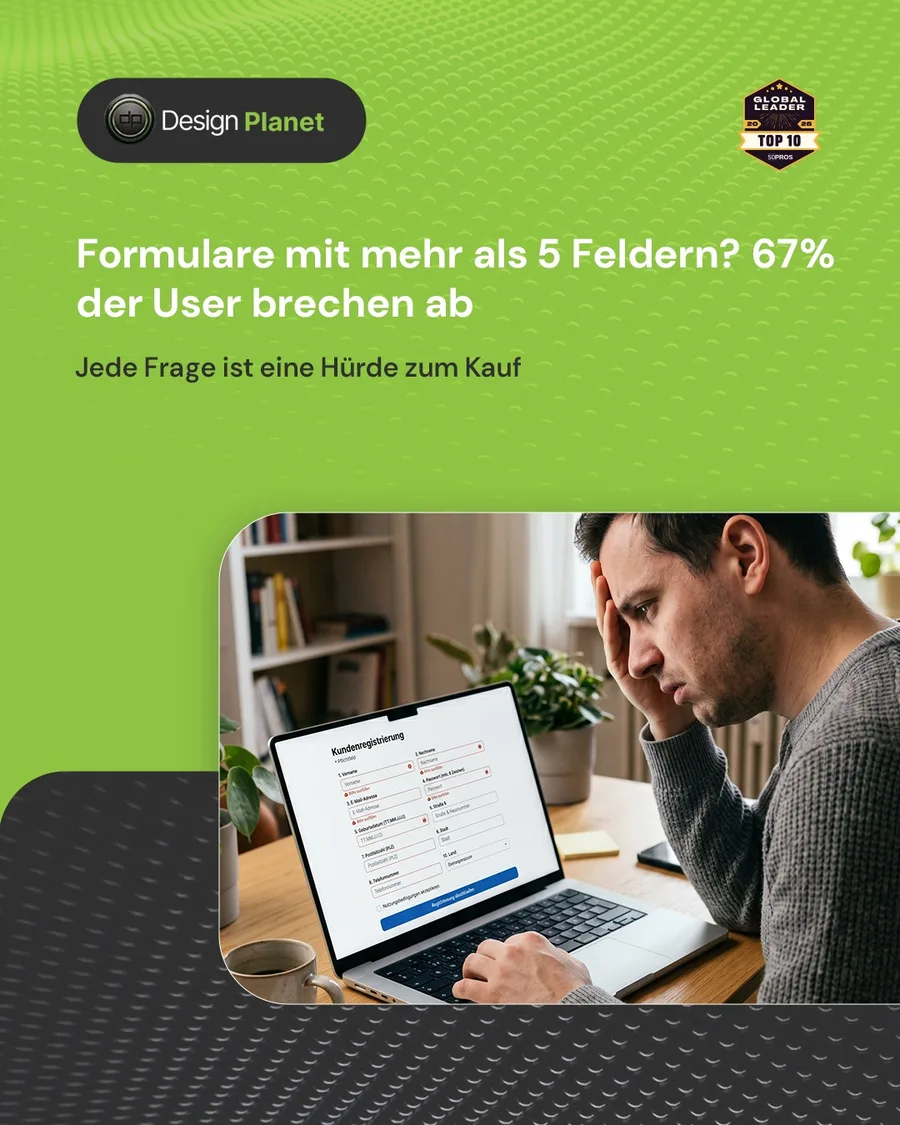 Karussell-Beitrag «Jedes Formularfeld kostet 10 % der Leads» von Design Planet (Folie 2 von 5)