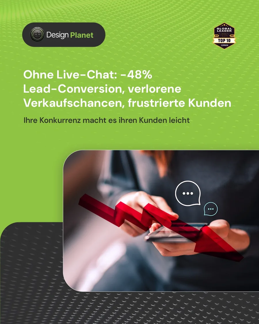 Karussell-Beitrag «79 % der Kunden bevorzugen Live-Chat» von Design Planet (Folie 3 von 5)